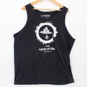 Vintage LRG Clothing Tank Top Mens Black Big Graphic Logo Cotton Size XL Y2K